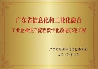 廣東省信息化和工業(yè)化融合工業(yè)企業(yè)生產(chǎn)流程數(shù)字化改造示范工程